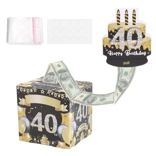40e Verjaardag Geld Doos voor Cash, Verjaardag Geld Doos met 100 stuks Transparante Tassen voor Verjaardag Verrassingskaart Partij Decoraties Vrouwen meisje mannen jongen beste vriend