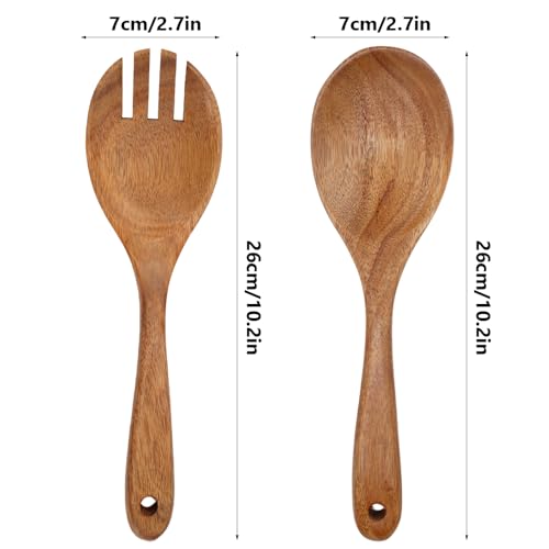 2 stukken Salade Rack hout koken lepel set hout keuken Steun Hout Spatula Pan Spatula hout afwasmachine Veilige salade vork salade lepel Bestek Set voor salade vruchten