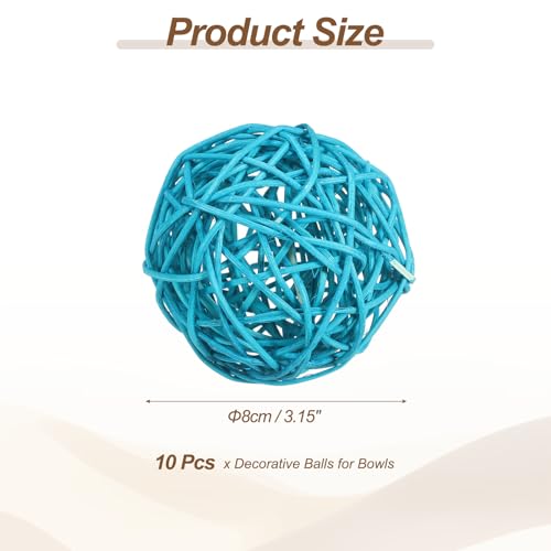 7,5cm Wicker Rattan Ballen, 10st Decoratieve Ballen voor Centerpiece Bowls Trouwfeest Home Decoratie DIY Craft, Blauw