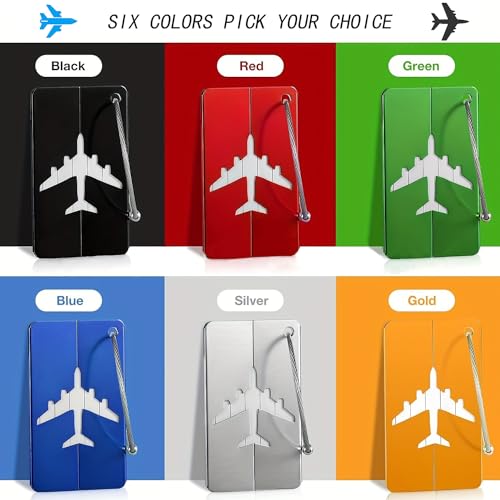 6 stuks Bagage Tag, Bagage Tags, Aluminium Bagage Tags met stalen lus en waterdichte naam ID-kaart, metalen bagage Tags voor koffers, rugzakken, Gecontroleerde Bagage, Reistas 4