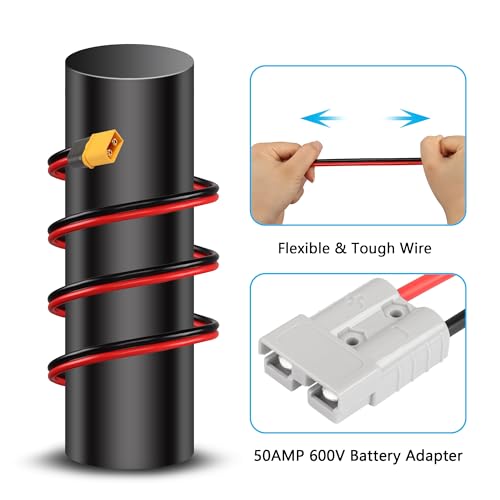 50 Amp 600V 10 AWG ADS Batterijadapter Kabelplug met XT60 Plug (30cm XT60 Plug) 3