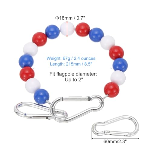 Flagpole Retainer Ring, 15 kralen Mount Ring Accessoires Houd Vlag dicht bij paal met roestvrij staal Kabel voor binnen Outdoor Flagpole, rood / wit / blauw