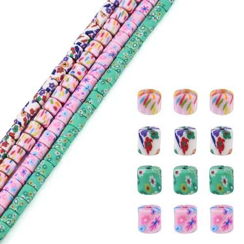 4 onderdelen Polymeer Kleikralen Barrel Pastel Klei kralen kolom bloem lose kralen voor DIY Hawaii armband oorbellen sieraden maken
