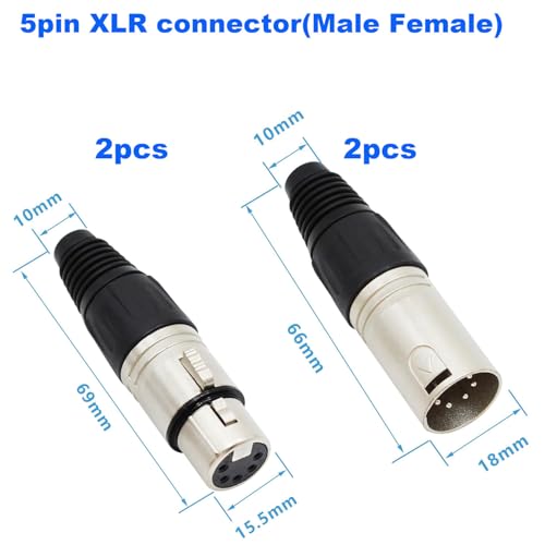 4 Pack Solder Connectors XLR 5 Pin Mini 5 Pin XLR Plug, XLR Man / Vrouwelijke XLR, Microfoon Kabel Plug, Microfoon Audio Jack, XLR Stereo Jacks