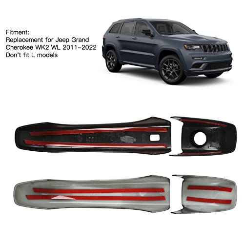 Buitendeur handvat Covers, Glossy Black Vervanging voor Grand Cherokee WK2 WL 2011-2022 Deurdeksel van de auto buitendeur 3