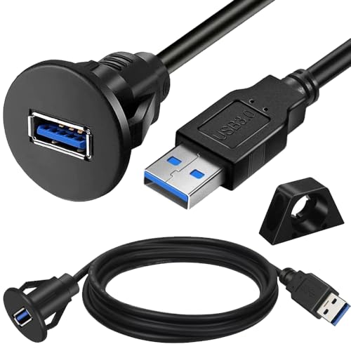 Kleine USB 3.0 AUX Flush Mount Kabel voor auto, USB3.0 Man tot vrouw, Panel Mount Extension Kabel voor auto, boot of motor (3FT/1m)
