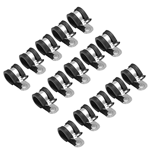 10mm Roestvrij stalen kabelklem, duurzame rubber gewatteerde metalen kabelklemmen voor buis / pipe of draad koord installatie 15PCS