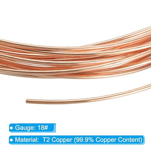 16,4 Voeten puur massief koperdraad, 18 meter 99,9% zuiver koperdraad, 1 mm zacht draad, parels, kabelbanden voor stelen, planten, metaal, voor sieraden, ambachten(5 meter), 2 rollen 3