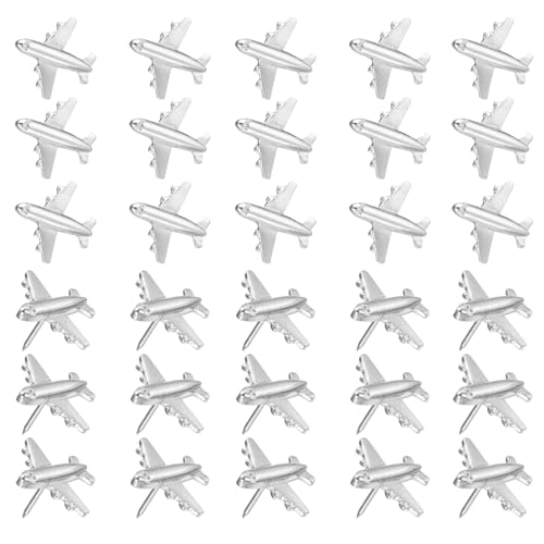 Vliegtuig Push Pin, 24 stuks Decoratief Metaal Push Pin Leuke Vliegtuig Duim Tacks voor Bulletin Board Card Foto Home Kantoor Decor, Zilver Toon