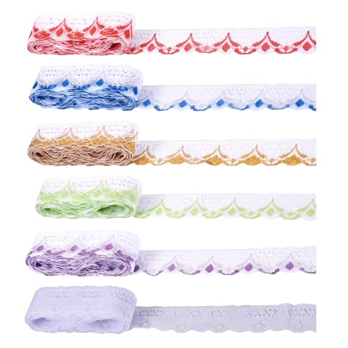 30 Yards Flower Lace Trim Ribbons 6 Kleuren 30mm Brede Etnische Style Polyester Golf Trim Assorted Lace Trim voor Naaien Project Geschenk Gewikkeld Party Decor