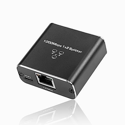 Ethernet Splitter Gigabit Ethernet Switch, RJ45 Splitter 1 tot 2 1000/100Mbps, Ethernet Extender met USB Power Port voor Computer, Hub, Switch, Router, ADSL, Settop Box, Digitale TV