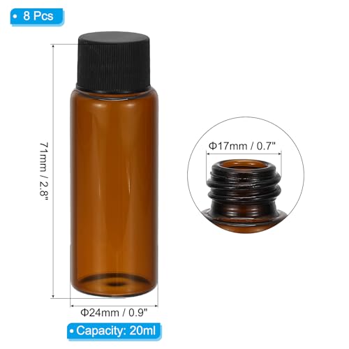 20ml Essentiële olieflessen, 8 st Amber glazen flessen met openingsreducer, Sample Flacon, Slim Schroefdop opslag flessen Container, Zwart