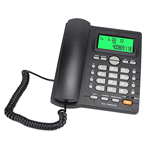 Vaste Analoge en Dect telefoons Wand vaste lijn Bt Hou, vaste telefoons Kx T880C bel ID vaste telefoon Geen batterij demp functie voor thuis kantoor (zwart) (BLACK)