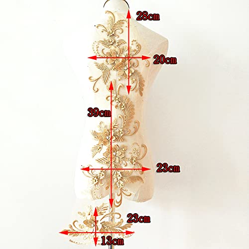 3D Kant Patches Appliqué borduren kralen Patches Bloem patroon Kant Trim DIY Naaien Neckline Bruid Bruid Kleding Decoratie Roze