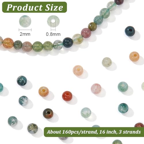 Over 480 st Indian Agaat kralen 2mm Natural Stone Kralen Natuurlijke Agaat kralen Multi Kleur Losse Spacer Kralen voor armband maken Gat: 0.8mm