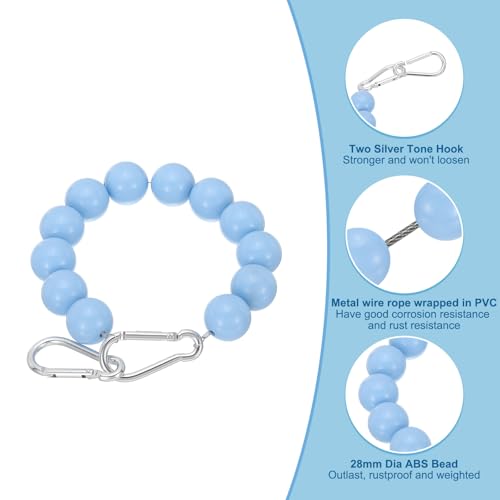 Flagpole Retainer Ring, 12 Kralen Mount Ring Accessoires Houd Vlag dicht bij paal met roestvrij staal Kabel voor binnen Outdoor Flagpole, Blauw 3