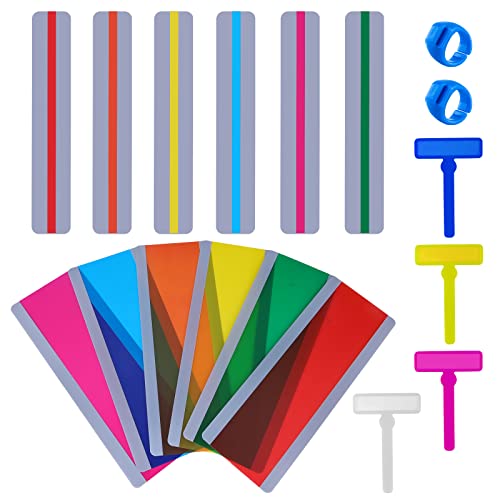 18 Piece begeleid lezen Strips Hulpmiddel Set, Finger Tracker Marker Strips Gekleurde Overlay Strips Lezen Strips Dyslexie voor studenten Kinderen om te helpen lezen