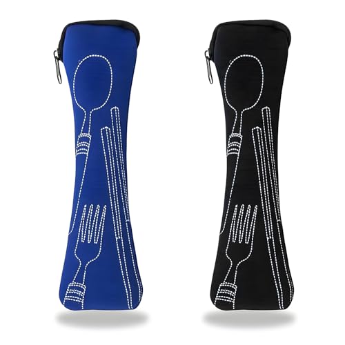 Cutlery Bag, 2-Piece Travel Cutlery Pouch, Lege Pouch voor Camping, Werk, School, Picknick (23,5 x 6 cm)