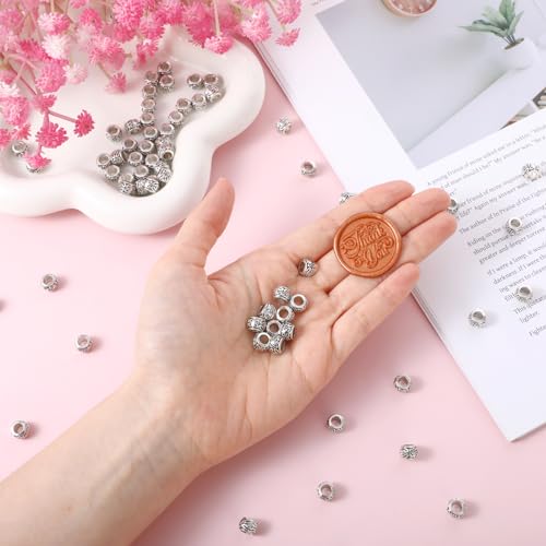 100st Zilveren Rond Spacer kralen 8mm Retro patroon Legering kralen Ronde Tube Charm kralen Groot gat metalen armband Spacer kralen voor sieraden maken