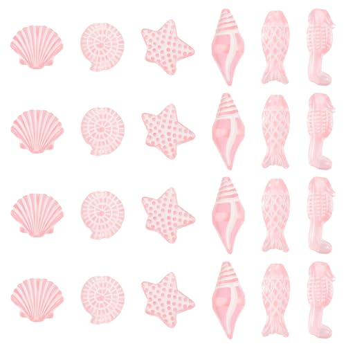 100G Ocean Thema Acryl Kralen Shell Shell Starfish Spacer Kralen Transparante Zeevis Sea Animal Kralen Bulk voor DIY armband sieraden maken, Roze