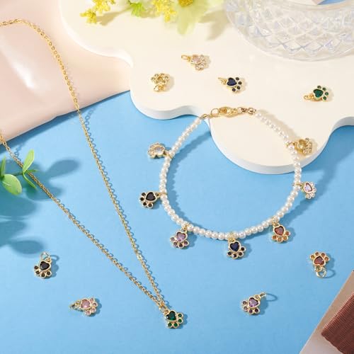 Kubieke zirkonia poet print bedels kat hond messing die voetafdruk hangers schatige bengelende bedels voor doe-het-zelf sieraden ketting armbanden maken