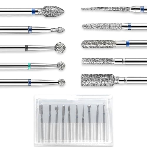 10 Pieces Nail Milling Bits, Nail Cutter Bits, Nail Cutter Bijlagen, Emery Nail Drill Bits met doos, Maling Bijlagen, Manicure Polijsten Nail Care Removal Cuticles