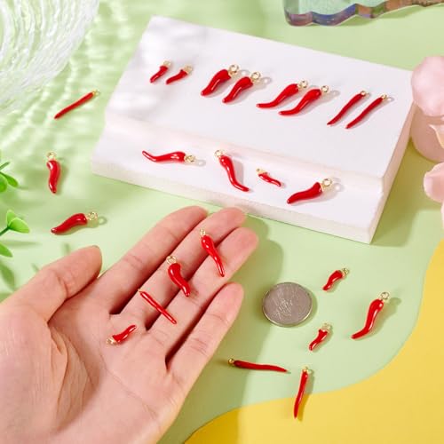 24st Enamel Chili Hangers 4 Styles Red Pepper Charms Italiaanse Hoorn Cornicello Hoorn van Good Luck Talisman voor DIY Ketting oorbellen sieraden maken, Emaill, Emaill 5