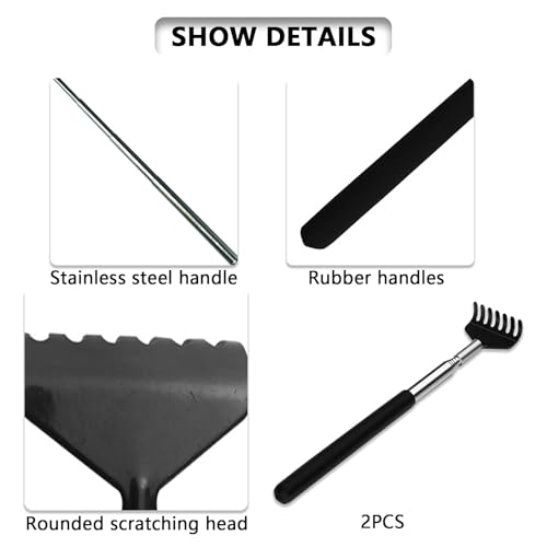 2 stuks Scratcher Handen met telescopisch roestvrij staal terug Scratcher voor volwassenen Mannen Vrouwen - Draagbaar en uitschuifbaar (20cm tot 68cm) 4