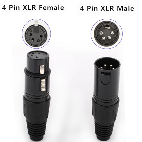 4st Solder Connectors XLR 4 Pin Man/Vrouw Plug Microfoon Kabel, Microfoon Audio Jack, XLR Stereoplug (zwart) 3