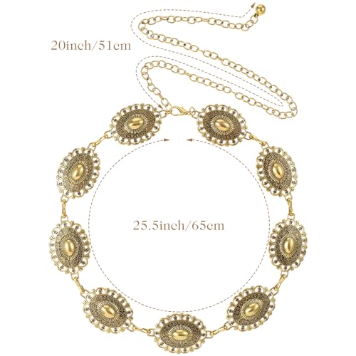 Women's Gold Chain Belt, Gold Chain Belt, Wais Gold Belt, Verstelbare Metalen Buckle, Long Strap, Body Chain, Western Cowgirl Belt, Verstelbare Tas Belt voor Jurk, Goud, One Size, One Size, Metaal