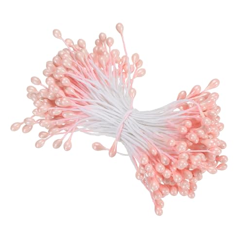 3mm Dubbele hoofden Bloemen Stamen, 150S Kunstbloemen Stamen Pistil Matte Parel Bloemen Stamen voor DIY kerstkaart bruiloft decoratie, oranje roze