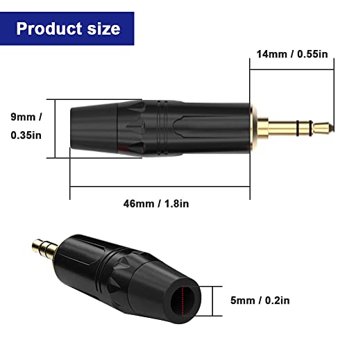 3,5mm Audio Solder Plug, TRS 3 Pole Stereo Hoofdtelefoon Man Plug Reparatie Vervanging Solder Adapter, 1/8" Heavy Duty Jack DIY Audiokabel Connecor, zwart-rood (10 Pack) 3