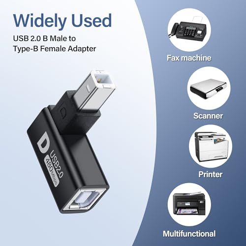 2PCS USB 2.0 Type B Printer Adapter, Type B, Man to Female Converter, MIDI Extension Cable, USB 2.0, USB 2.0, voor Printer, Scanner, Mixer, Mixer, 2 Pieces, Black (D)
