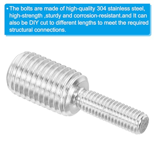M8 x M16 x 50 Dubbele Threaded Bolts, 5st Roestvrij staal 304 Thread Reducer Adapter voor meubels, lengte 51m m 4
