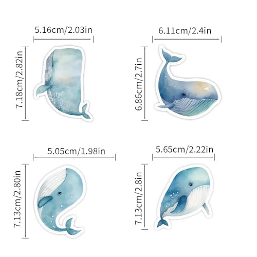 50 stuks walvissticker set, walvissticker set, waterdicht voor auto, motorfiets, fiets, skateboard, snowboard, bagage, laptop, koffer, helm, motorfiets, computer