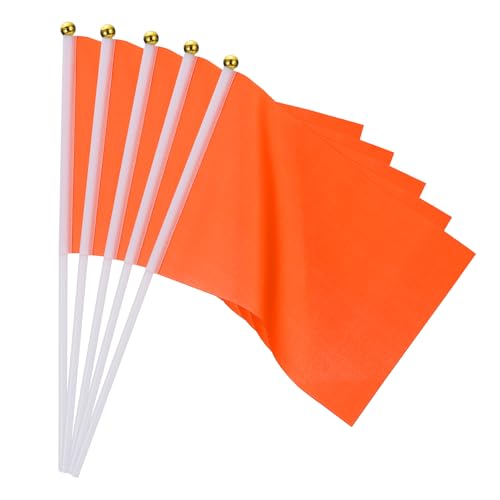 20 st. Oranje Vlaggen Spel Solid Oranje Vlaggen Kleine Mini Vlaggen op Stick Party Decoraties voor spel, Verjaardag, Carnaval