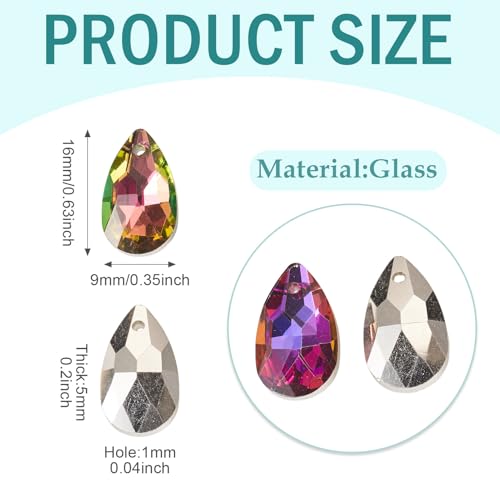 100Stuks Teardrop Glazen Hangers 22x13mm 10 Kleuren Facet Drop Crystal Kralen Bedels voor ketting armband sieraden maken 3
