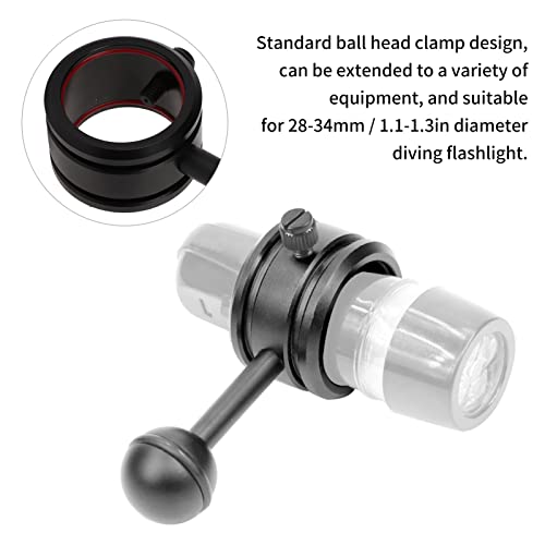 Duikbalkop clip, duikbal arm geïntegreerd ontwerp bal hoofd klem ontwerp gemakkelijk te dragen lange levensduur geanodiseerd harde coating voor duik zaklamp 4