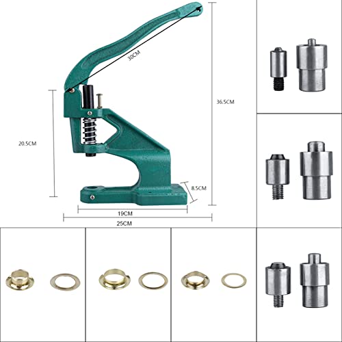 GOTOTOP Nietmachine drukknop tang hand druk oog tang met 6/10/12mm matrijzen en 900 klinknagels voor lederen handwerk gordijnen gordijnen 3