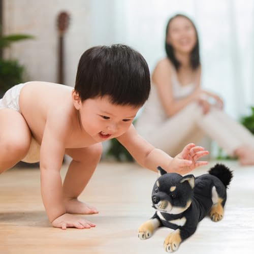 Shiba Inu knuffelspeelgoed, 35 cm, pluche hond, knuffelspeelgoed, hond, Levensechte Lying Dog, Plush Doll, Simulatie, Dier, Doll, Plush, Slapende Honden, voor Kinderen, Meisjes, Cadeau 4