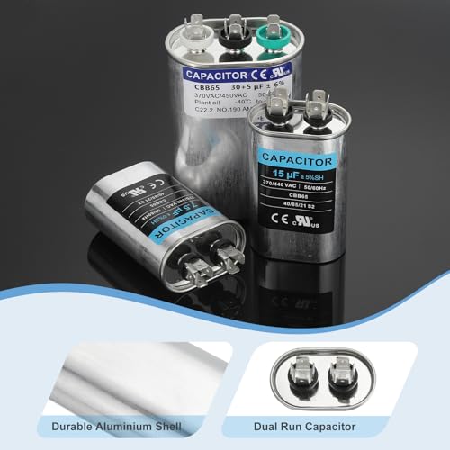 Cbb65 condensator, 7,5uf 370-440 Vac 50/60 Hz Aluminium Cbb65 Airconditioning Motor start condensator voor HVAC-systemen, Airconditioning, Warmtepomp 4