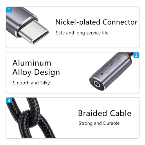 PD 140W DC4530 naar USB C Kabel DC 4.5mm x 3mm Vrouw (4,5 x 0,6mm) Invoer naar type C Man Power Kabel met PD Automatic Identification Chip, voor telefoons, tabletten, laptops 4