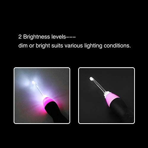 9 in 1 verlichte gehaakte naalden, USB oplaadbare LED web haak haken Met roze behuizing van 2,5 mm tot 6,5 mm 3