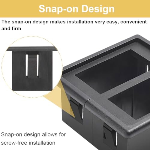 2 Sockets Rocker Switch, Panel Housing, Black Toggle Switch, Montagepaneel met Rocker Switch Cover voor voertuigen, boten, auto's, SUV, ATV 4