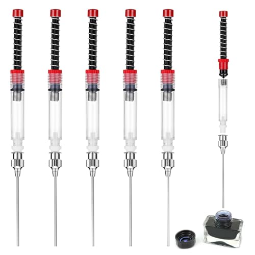 Verpakking van 6 fontein Pen, inktspray Refill, 3,4mm Drill Diameter, fontein Pen, Converter, inkt fontein Pen, Blunt naald Tip spuit voor fontein Pen