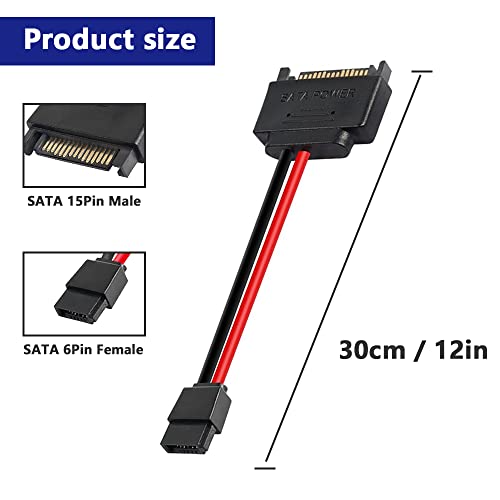 4 st 15 Pin Man naar SATA 6 Pin Vrouwelijke Slimline SATA Power Cable voor Slimline SATA harde schijven 12" 3