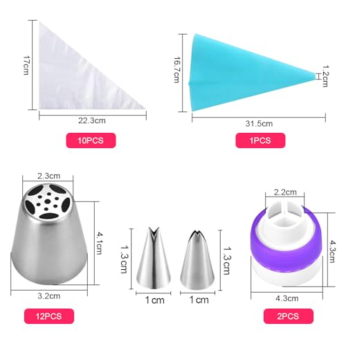 Cake Decoratie Supplies Kits 10 pijpen zakken, 14 roestvrij stalen sproeiers, 2 sproeiers, 1 siliconen pijpen zak voor cupcakes, taarten, koekjes, eclairs