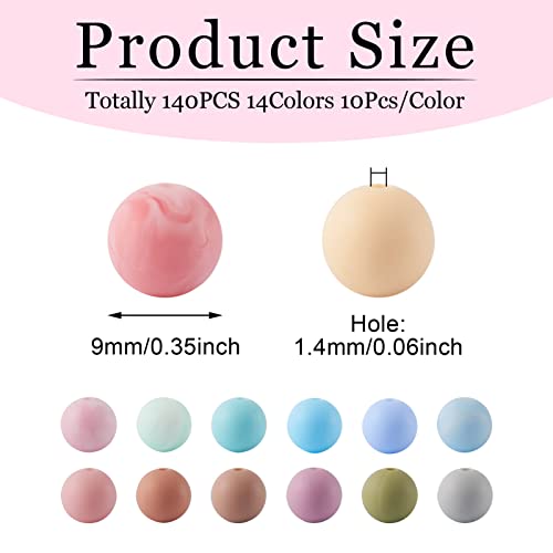 140 st. Kleurrijke Siliconen kralen Ronde Loose Spacer Rubber Kralen tellen Sorteren kralen voor DIY ketting Keychains sieraden maken gat: 1.4mm 3