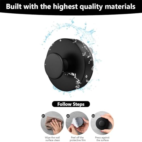 2 stuks Zwarte wandhaken, Zuigbeker haken, Roestvrij staal, Vacuum Zuigbeker haken, Badkamer, Roestvrij staal, Waterdicht, Zuigbeker houder, Handdoekhaak zonder boren, voor badkamer en 3