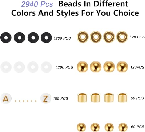 Heishi Kralen voor Strijkende Kleurrijke Ambacht Kralen Set Alfabet Kralen Letter Kralen voor Sieraden Maken Armbanden Ketting (Zwart & White)